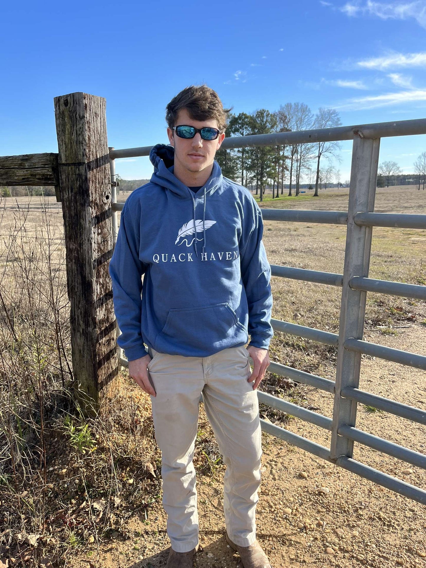 Quack Haven Hoodie--Indigo Blue