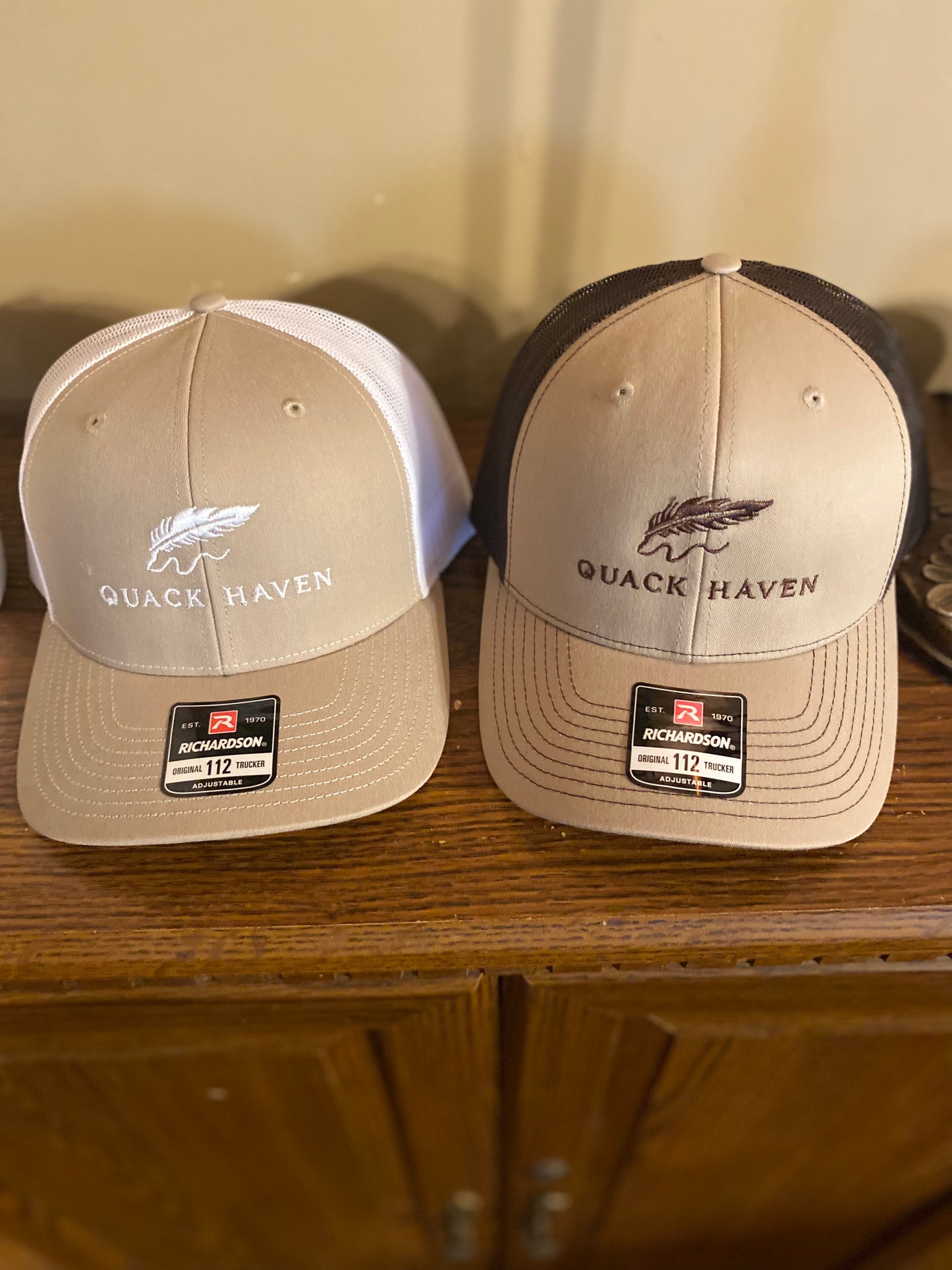 Quack Haven trucker hat-tan/white