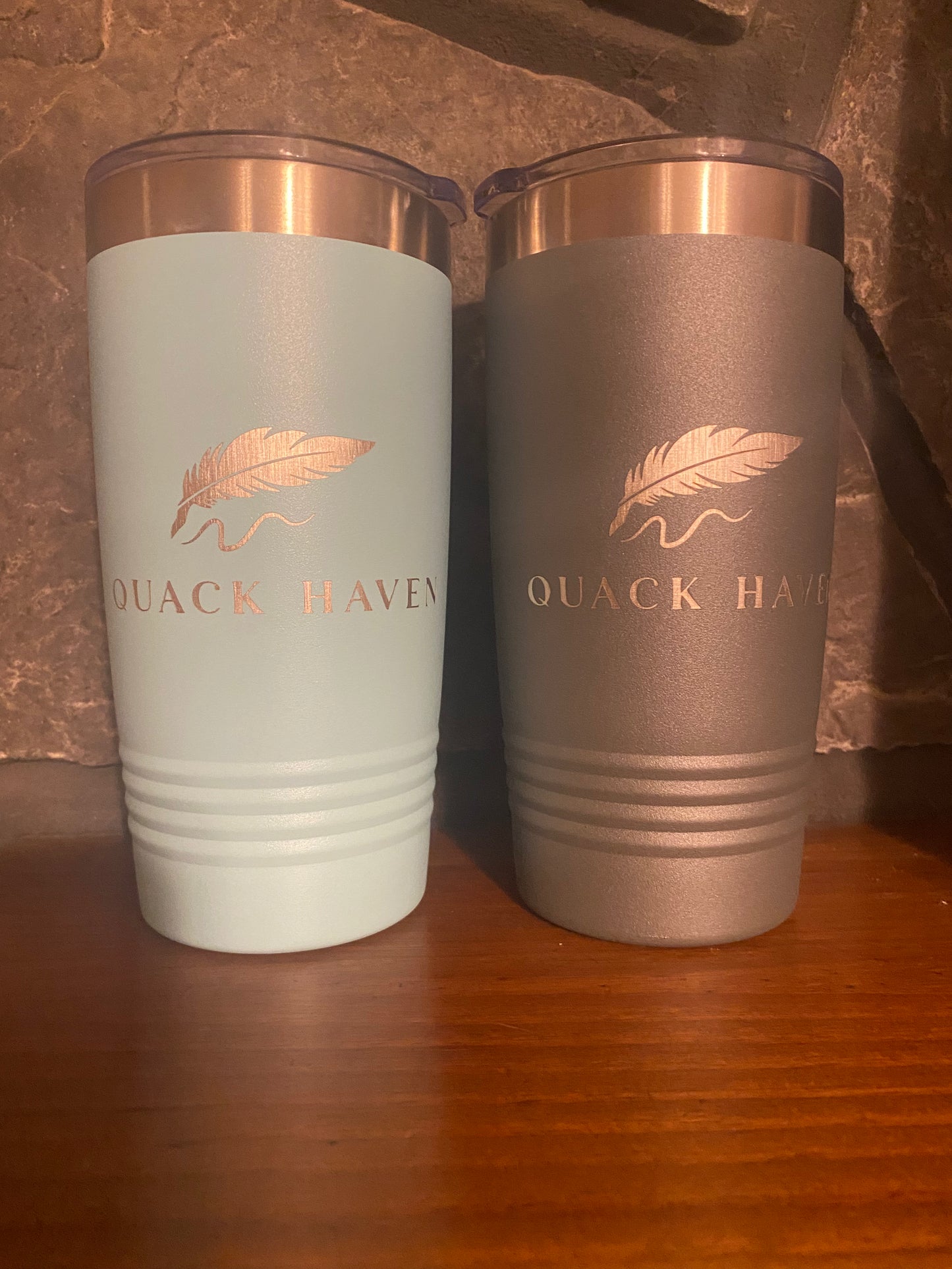 Tumbler, w/Lid, Laser Engraved: Teal 20 oz