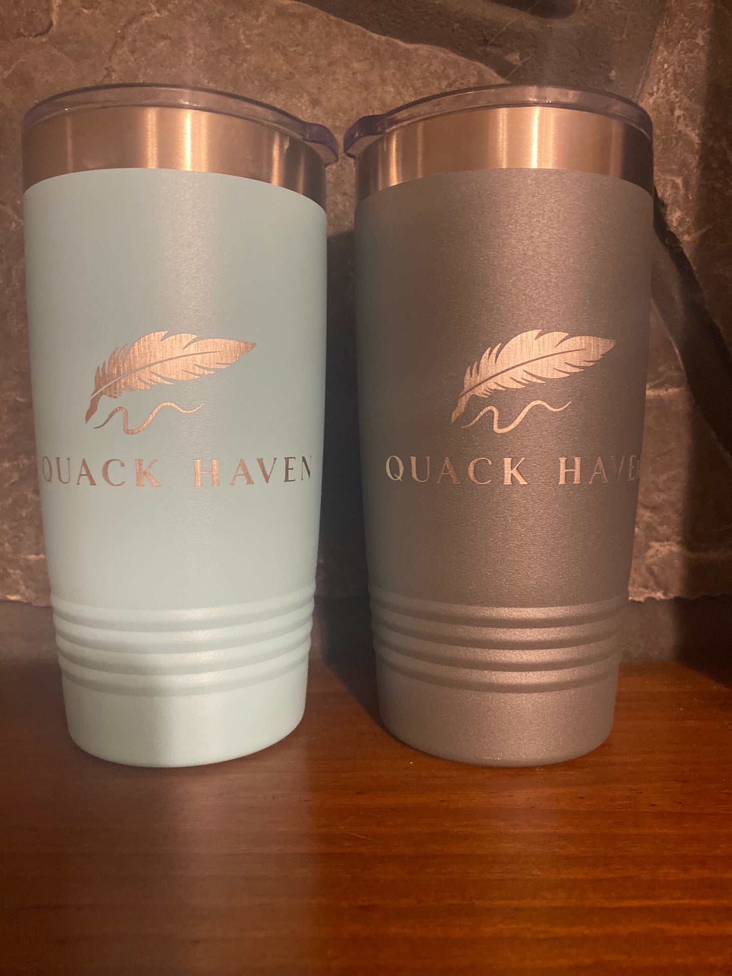 Tumbler W/ Liid, Dark Grey with Quack Haven engraved