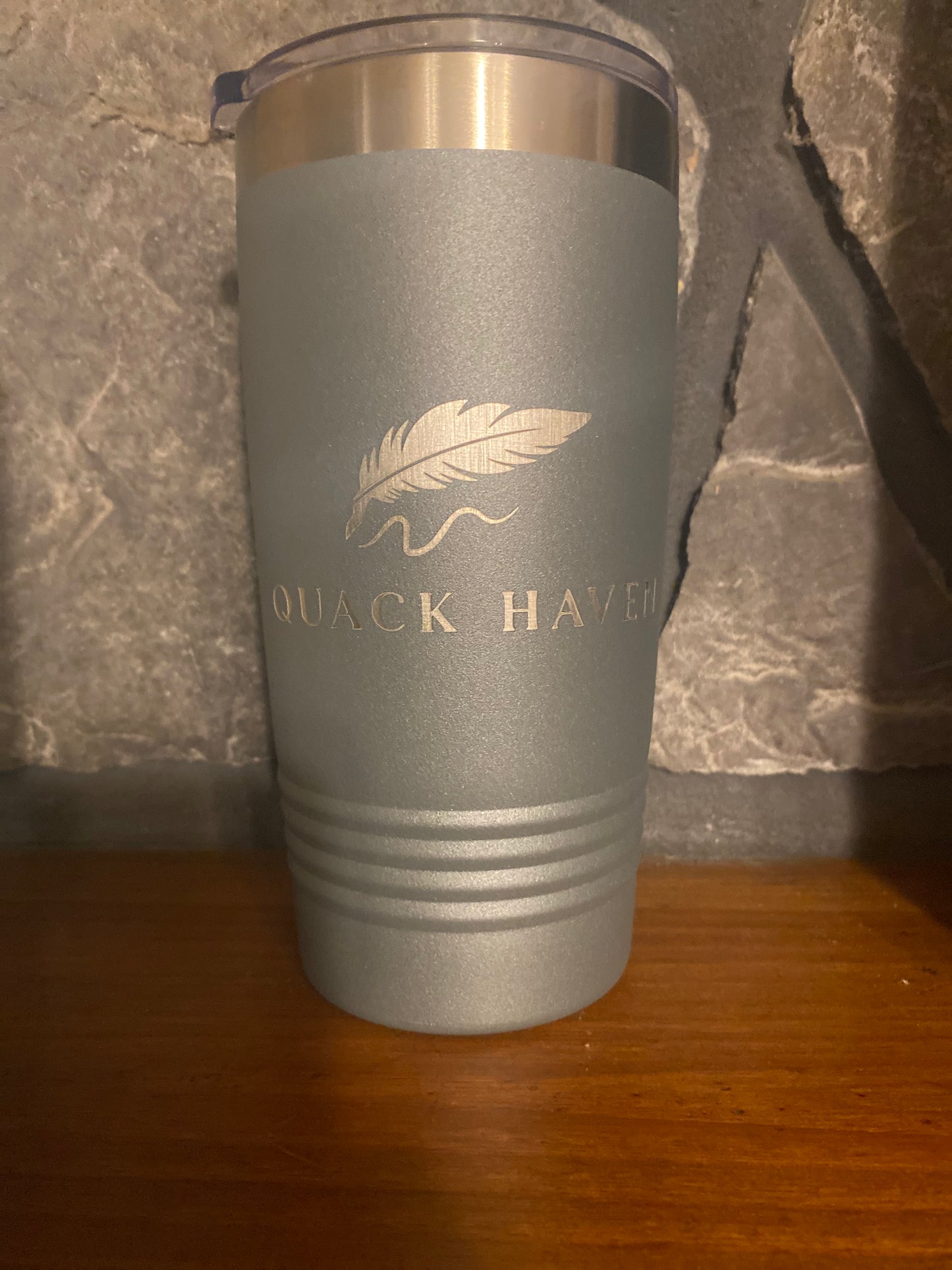 Tumbler W/ Liid, Dark Grey with Quack Haven engraved
