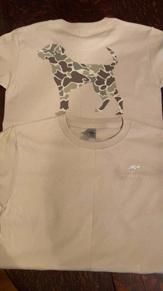 Youth-Camo Dog short sleeve t-shirt-tan